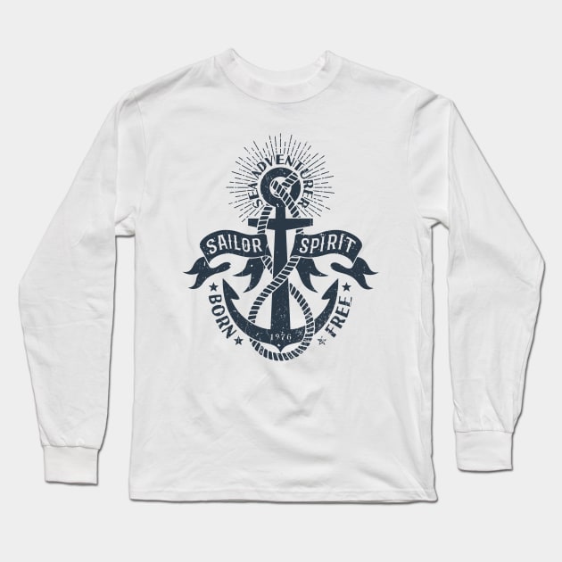 Marine logo, with anchor and heraldic ribbons Long Sleeve T-Shirt by Agor2012